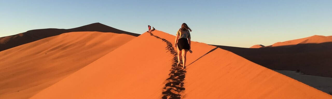 study abroad sudent in desert